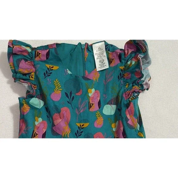 DISNEY STORE Frozen Ana Elsa Princess Dress Pretend Play Sz 9/10 Turquoise/pink - Picture 8 of 12